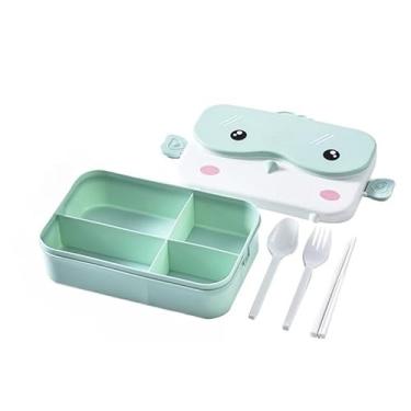 Imagem de Lancheira Pote Infantil Divisórias Bento Box 900 Ml Talher Microondas Escolar Infantil(Verde)