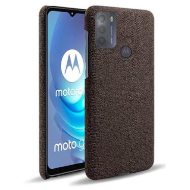 Imagem de Capa para MOTO G50,Capa desenhada em lona,Case Protetora Ultrafina com Empunhadura Macia,Design em Tecido Antichoque e Antiarranhões-Brown
