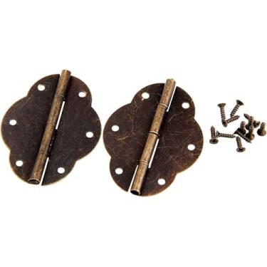 Imagem de Dobradiça de extremidade de armário, dobradiças de porta dobráveis, 2 peças dobradiças de armário bronze antigo dobradiça de porta dobradiça de madeira para presente de caixa de joias acessórios para