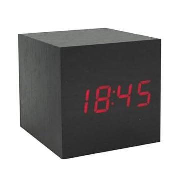 Imagem de Relógio Despertador Digital Cubo Led Mesa Sound Control (Marrom/Preto/Creme) (Preto)