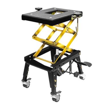 Imagem de Mesa de elevação de motocicleta de 158,8 kg, macaco de tesoura hidráulico operado por pé para bicicleta, suporte de motocicleta com 4 rodas, preto