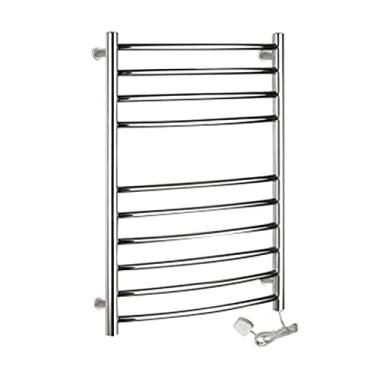 Imagem de Aquecedor de toalhas, toalheiro elétrico montado na parede de 10 barras para casa de banho, toalheiro elétrico de aço inoxidável com economia de espaço (cabeado)