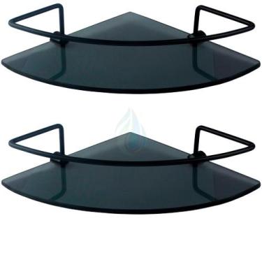 Imagem de Porta Shampoo Para Banheiro Suporte De Vidro Temperado Fumê 6mm Canto 