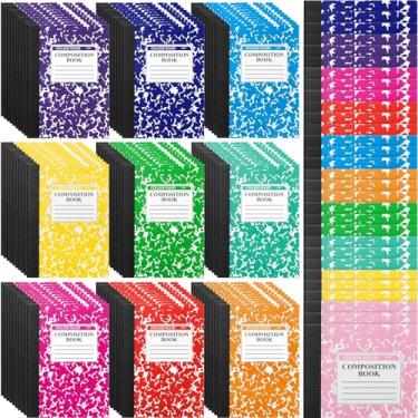 Imagem de Resurhang 100 minicadernos de composição a granel, 100 páginas/50 folhas, bloco de notas de composição de bolso, pequeno, cadernos de mármore, pautados para estudantes, sala de aula, material de