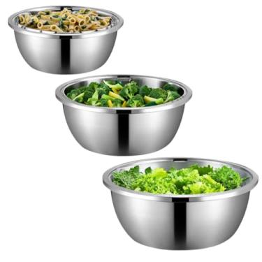 Imagem de Jogo de Tigelas Bowls Vasilhas Redonda em Aço Inox Multiuso Funda Kit com 3 peças 20-24-28cm