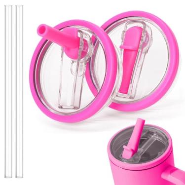 Imagem de TIZHJOZI Tampa de canudo de substituição para copo Stanley Quencher de 850 g - 2 peças de tampas de copo à prova de vazamento com canudo, tampa de copo à prova de derramamento compatível com