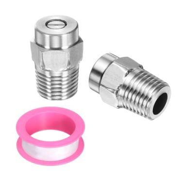 Imagem de HARFINGTON 2 peças de ponta limpa de superfície 25 graus 1/4 polegada NPT macho 2,5 orifício 4000 PSI aço inoxidável rosqueado lavadora de pressão bicos de pulverização para pistolas de água vassoura