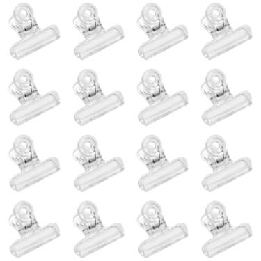 Imagem de Yueton 24 clipes de plástico para buldogue, clipes de papel utilitários, clipes de dobradiça para uso em casa, escritório (transparente)