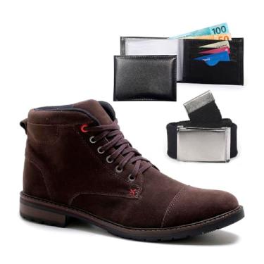 Imagem de Bota Coturno Masculina Com Carteira E Cinto Épico Moderna Casual Dia A Dia Confortavel