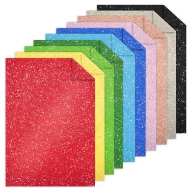 Imagem de Pacote com 20 folhas de papel cartolina dupla face, 10 cores 20 x 30 cm, papel brilhante 250 g/m² para artes e artesanato, convites decorativos, casamentos e aniversários (multicolorido)