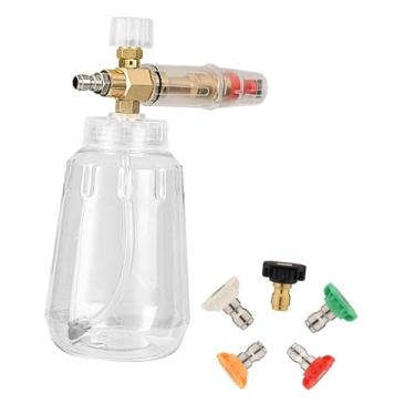 Imagem de WeiLaiKeQi Pulverizador de pressão manual multifuncional portátil de 1L com 5 bicos pulverizador de água para jardinagem e limpeza doméstica, Boca Grande