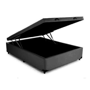 Imagem de Cama Base Box Baú Casal Reforçado Sintético Cinza 138x188x41