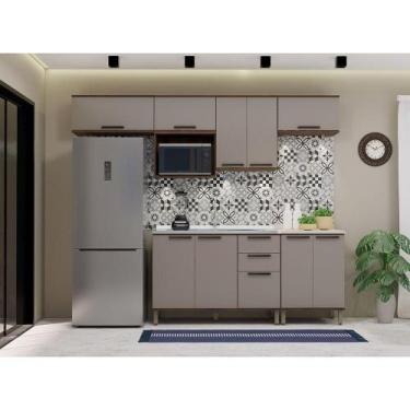 Imagem de Cozinha Completa 7 Peças Sem Tampo E Com Nicho Micoondas Lun Nogueira 