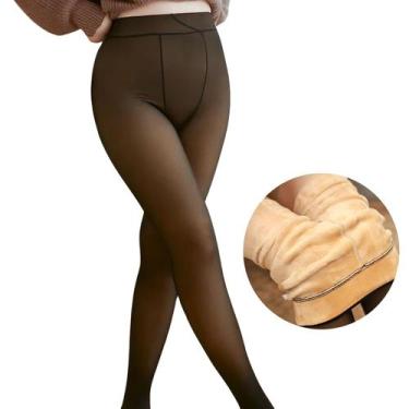 Imagem de kit 3 Meia Calça Térmica Feminina Marrom Peluciada 32cmx99cm Reforçada