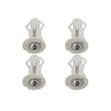 Imagem de RDEXP capa de assento de plástico branco para vaso sanitário, dobradiça, orifício cego, tampa de porca, parafuso, pacote com 4