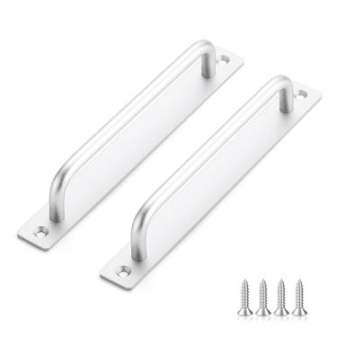 Imagem de Ravinte Decor Maçanetas de porta de celeiro pacote com 6 maçanetas prateadas para portas deslizantes de tela central de 19 cm puxadores de armário de liga de zinco para maçaneta de porta de armário