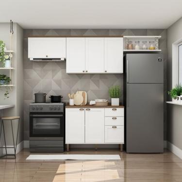 Imagem de Cozinha Completa 100% Mdf 4 Peças Iluminata Branco/Ébano Fosco