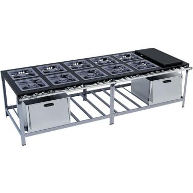 Imagem de Fogão Industrial Stori Premium 10 Bocas 40x40 2 Fornos com Chapa M32 Pintado Metalmaq