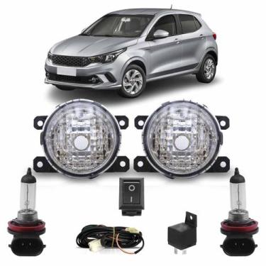 Imagem de Kit Farol Milha Auxiliar Completo Lisa Acrílico Foco Manual Par Lâmpad