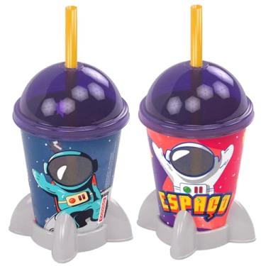 Imagem de Kit 2 Copos Foguete Nave Espacial 280ml Astronauta Infantil