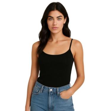 Imagem de Camiseta Canelada Blusa Alcinha Regata Kissila - NAKA MODAS, Preto, GG