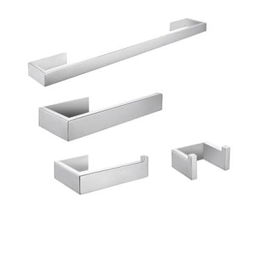 Imagem de Kit de banheiro preto escovado - suporte para toalhas de aço inoxidável, conjunto com 4