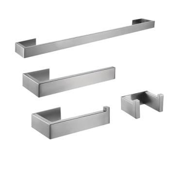 Imagem de Kit de banheiro preto escovado - suporte para toalhas de aço inoxidável, aço inoxidável, conjunto com 4