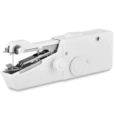 Imagem de Mini Máquina de Costura Portátil Manual À Pilha Plástico 20cm Branca