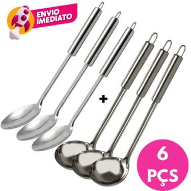 Imagem de Kit Colher De Arroz E Concha Para Feijão Em Inox Servir Caldo Molho Ut