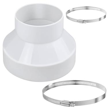 Imagem de Vyooxcy Redutor de duto de 6 a 10 cm, adaptador de duto de ar, adaptador de conector de tubo Havc para sistema de ventilação em linha, mangueira de ventilação do secador, com 2 braçadeiras de