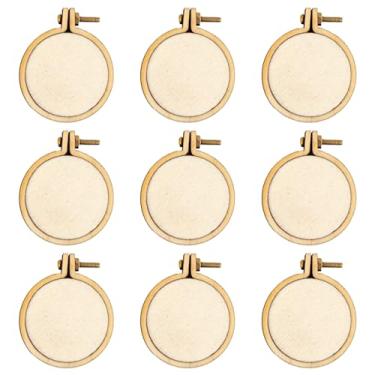 Imagem de Framendino Pacote Com 10 Mini Bastidor De Madeira Para Bordado, Redondo, Ponto Cruz, Círculo Pingente, Moldura Chaveiro Faça Você Mesmo