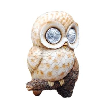 Imagem de Fenteer Estátua de jardim solar, lâmpada solar, luz noturna multiuso, escultura de, luz de para quintal, sala de estar, janela, armário de, Marrom