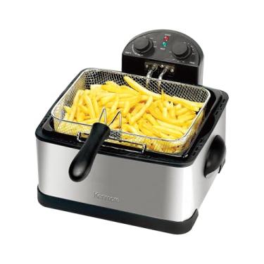 Imagem de Fritadeira Kenmore com 3 cestas para uso doméstico, aço inoxidável, lavável na lava-louças, fritadeira elétrica, controle de temperatura, temporizador ajustável, filtro de graxa e odor, 4 litros