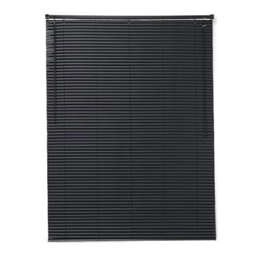 Imagem de Persiana Horizontal de PVC Largura 1,30 x Altura 80cm na Cor Preta para Salas, Quartos e Escritórios.