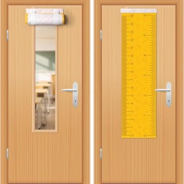 Imagem de R HORSE Cortinas de janela de porta de sala de aula com régua - 2 peças de capas de porta de volta às aulas com gancho e laço, cortinas de rolo blackout escurecendo, cobertura de janela para sala de