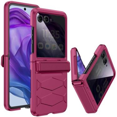 Imagem de Capa para Motorola Razr+ (Plus) 2024/Razr+ 2025, protetor de tela de privacidade integrado e proteção de dobradiça à prova de choque, capa de smartphone com tudo incluído, carregamento sem fio para