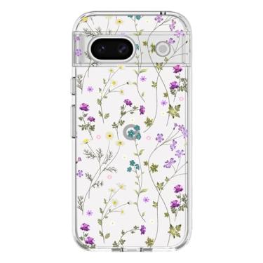 Imagem de xoniery Capa transparente não amarelada compatível com Google Pixel 8A com estampa floral fofa, proteção luxuosa à prova de choque para Google Pixel 8A capa floral para mulheres meninas - verde