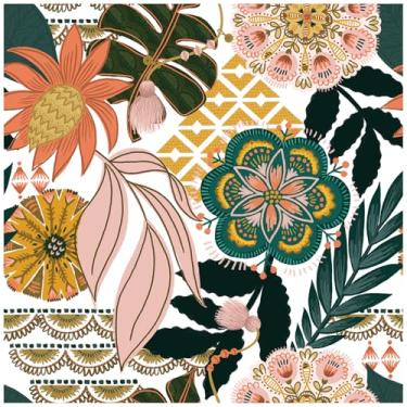 Imagem de HAOKHOME Papel de parede Boho Peel and Stick Tropical Floral Removível Papel de Parede em Papel de Parede para Sala de Estar 43,9 cm x 299,7 cm