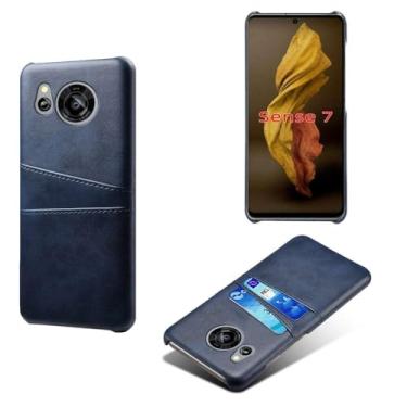 Imagem de Capa compatível com Sharp Aquos Sense 7, capa de couro PU - Capa de telefone fina à prova de choque com 2 compartimentos para cartão, proteção anti-impressão digital e antiqueda, plástico de couro