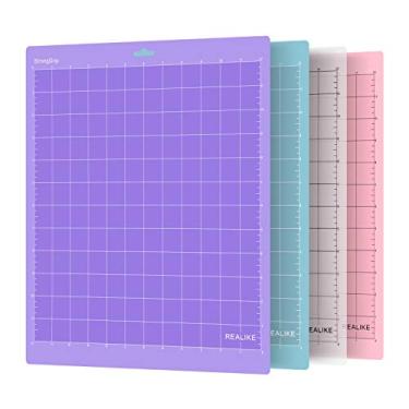 Imagem de REALIKE Tapete de corte 30,5 x 30,5 cm compatível com Cricut Maker 3/Maker 4/Maker/Explore 3/4/Air 2/Air/One (4 tapetes), tapetes de corte variados para artesanato, quilting, costura e todas as artes