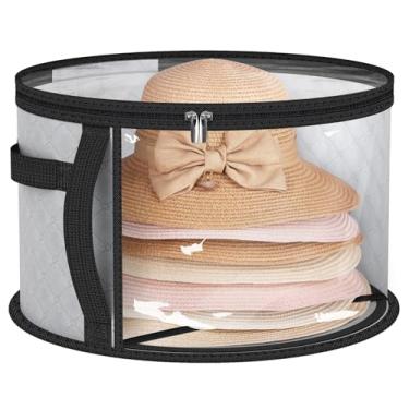 Imagem de AOODA Bolsa de armazenamento de chapéu transparente grande de 45 cm para mulheres, comporta até 9 bonés organizador de chapéu de cowboy para armário, capa de chapéu de abas largas com alças de