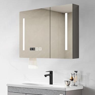 Imagem de Armário De Espelho Com Armazenamento Anti-embaçamento, 3 Luzes De Corespelho Do Banheiro Com Luzes Led E Armazenamento, Espelho De Vaidade Com Organizador, Grey, 60 * 12 * 70cm/23.6 * 4.7 * 27.6in