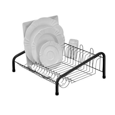 Imagem de Escorredor de Louça 16 Pratos Preto Brilhante