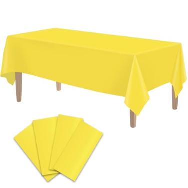 Imagem de OULIGET Toalhas de mesa de plástico, capas de mesa descartáveis, capas de mesa para festa de chuveiro, toalhas de mesa para piquenique, aniversário, festas de casamento, uso de mesa retangular de 2,4
