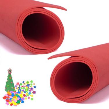 Imagem de 2 peças de folhas de espuma EVA vermelha cosplay espuma EVA 2 mm de espessura 19,68 x 35,45 polegadas papéis de espuma EVA para artes artesanais projeto DIY