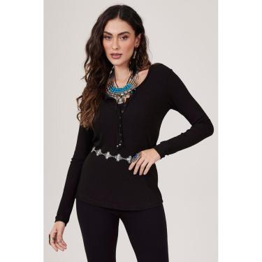 Imagem de Blusa Básica Canelada Preta Yacamim B15-Feminino