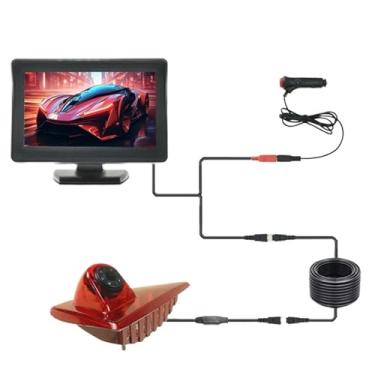 Imagem de Câmera de ré com luz de freio para carro com monitor de 4,3 polegadas compatível com Renault Master, compatível com Nissan NV400, compatível com Opel Movano, compatível com vans 2010-2016(2pcs)