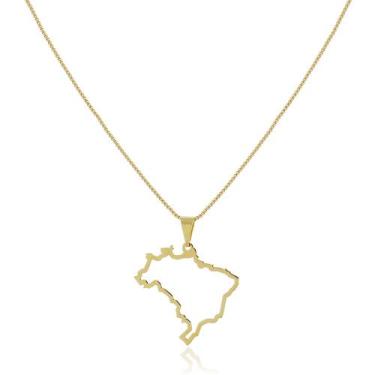 Imagem de Colar Mapa Do Brasil Patriota Banhado A Ouro 18k - Crislu Jóias E Semi