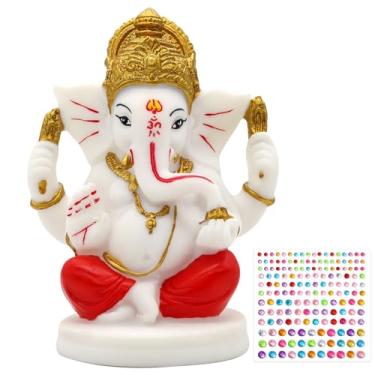 Imagem de alikiki Estátua Ganesh Vermelha de 12 cm – Ídolo Ganesha de Deus Hindu vibrante para quarto e escritório Pooja – Decoração auspiciosa para boa sorte
