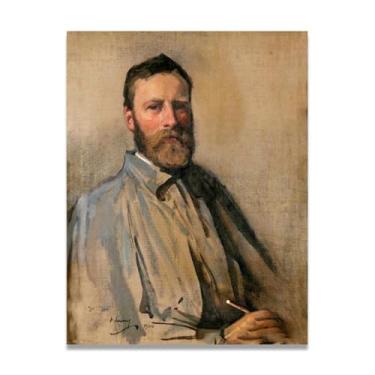 Imagem de Arthur Heseltine John Lavery Classic Realist Portrait & War Scene Canvas Art – Decoração de parede de arte irlandesa para casa 30 x 39 cm Un Framed